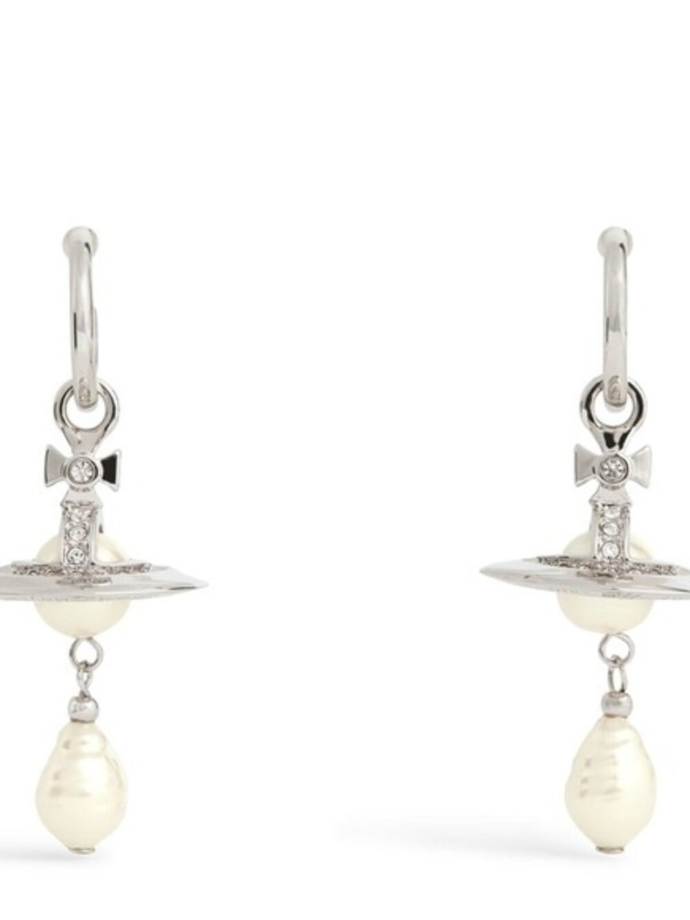 VIVIENNE WESTWOOD Preciosa Crystal and Faux Pearl Aleska Earrings Silver